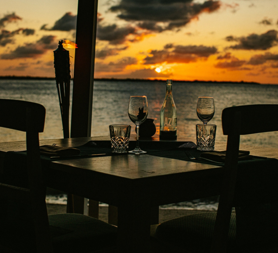 Dinner table at sunset