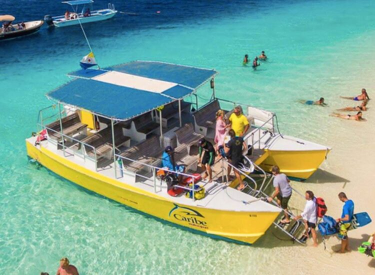 People boarding a watertaxi on the ocean