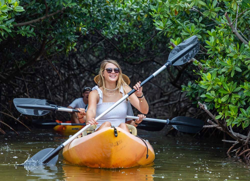 Female smiling in kayak