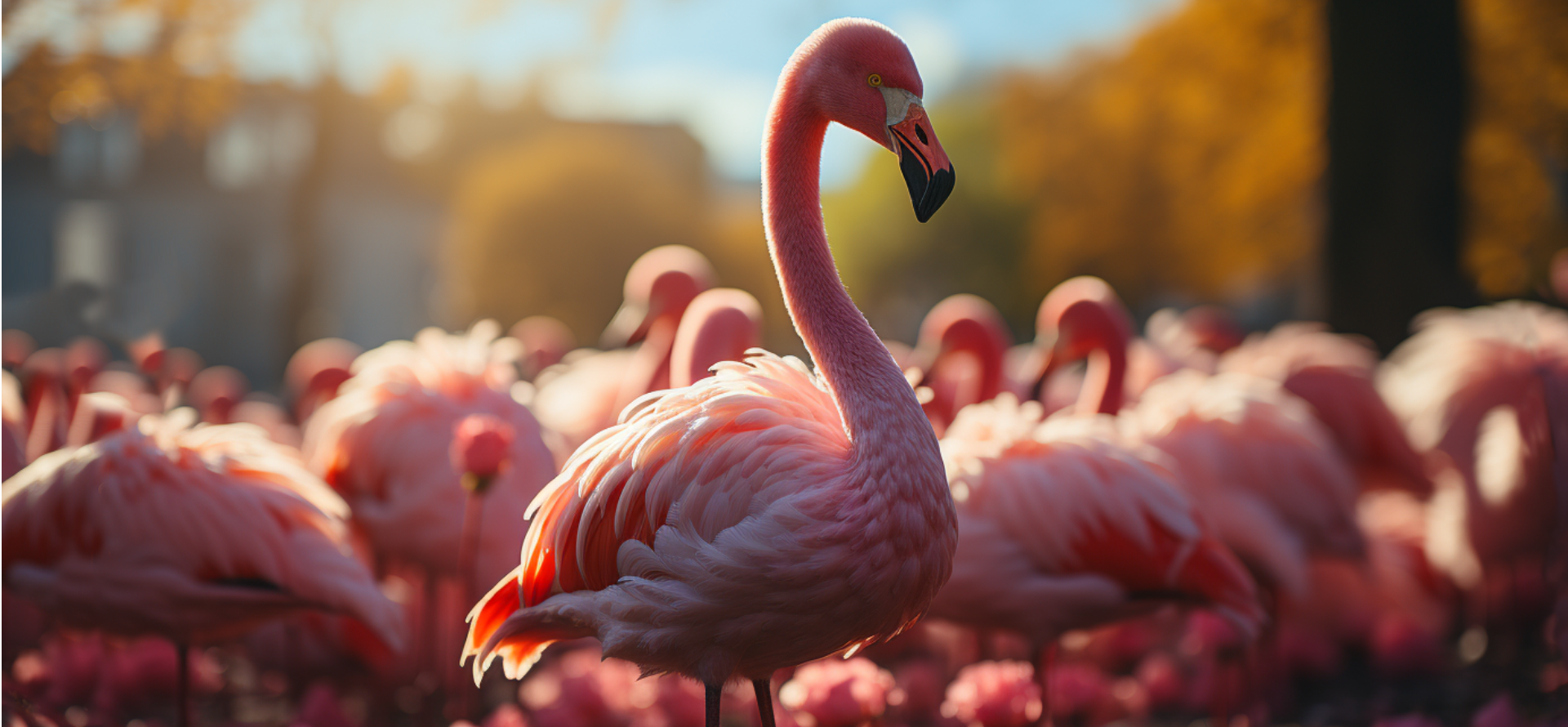 Group of Flamingos standing together